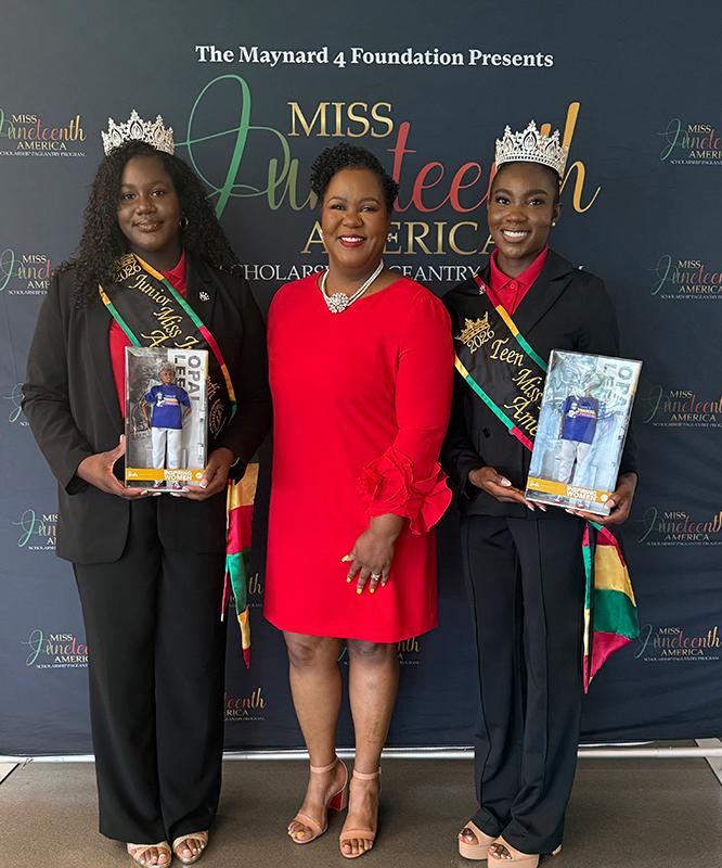 2026 Miss Juneteenth America queens and program representatives following the Jenna & Sheinelle interview in Mobile, Alabama.