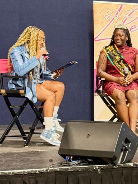 Queen Erin Hammond participating in the Young Crowned Queens panel at the Sisters for Life Wellness Expo in Mobile, Alabama.