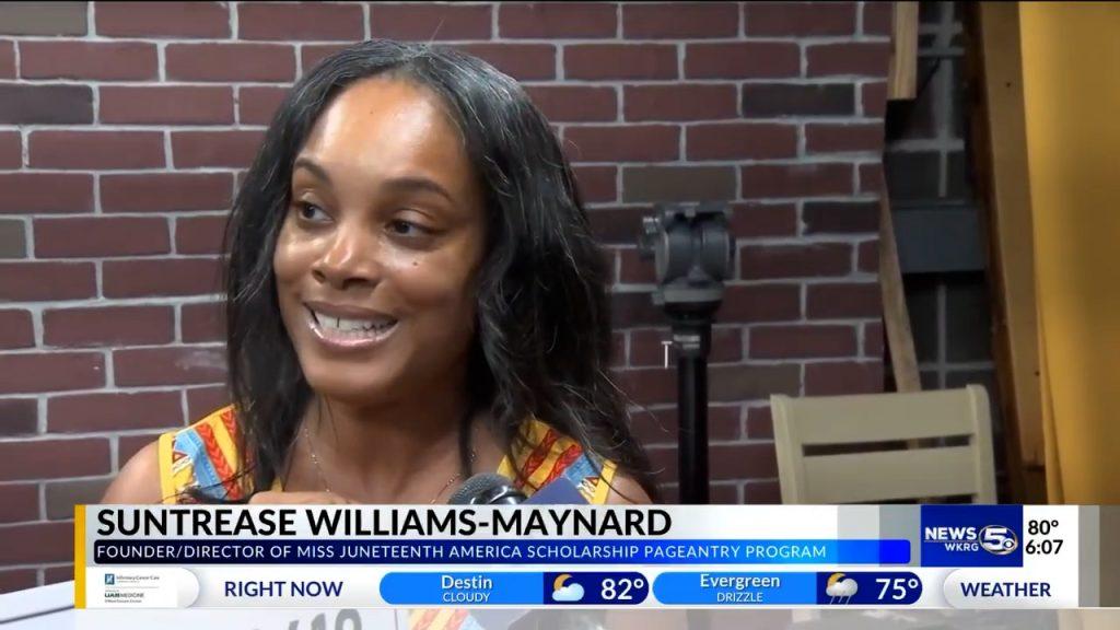 Suntrease Williams-Maynard discussing the VisionSpot Enterprises donation to Miss Juneteenth America.